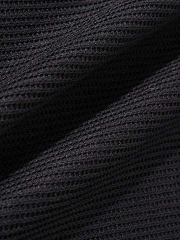 Men's Black Boxy Fit Textured Casual T-Shirt