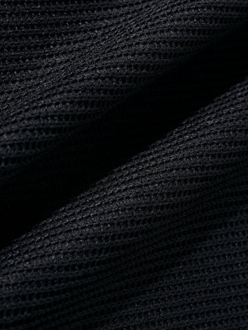 Men's Black Boxy Fit Textured Casual T-Shirt