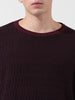 Men's Maroon Oversized Fit Textured Flat Knit Crew Neck T-Shirt
