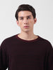 Men's Maroon Oversized Fit Textured Flat Knit Crew Neck T-Shirt