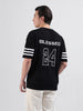 Men's Black Oversized Fit Textured Flat Knit Polo Collar T-Shirt