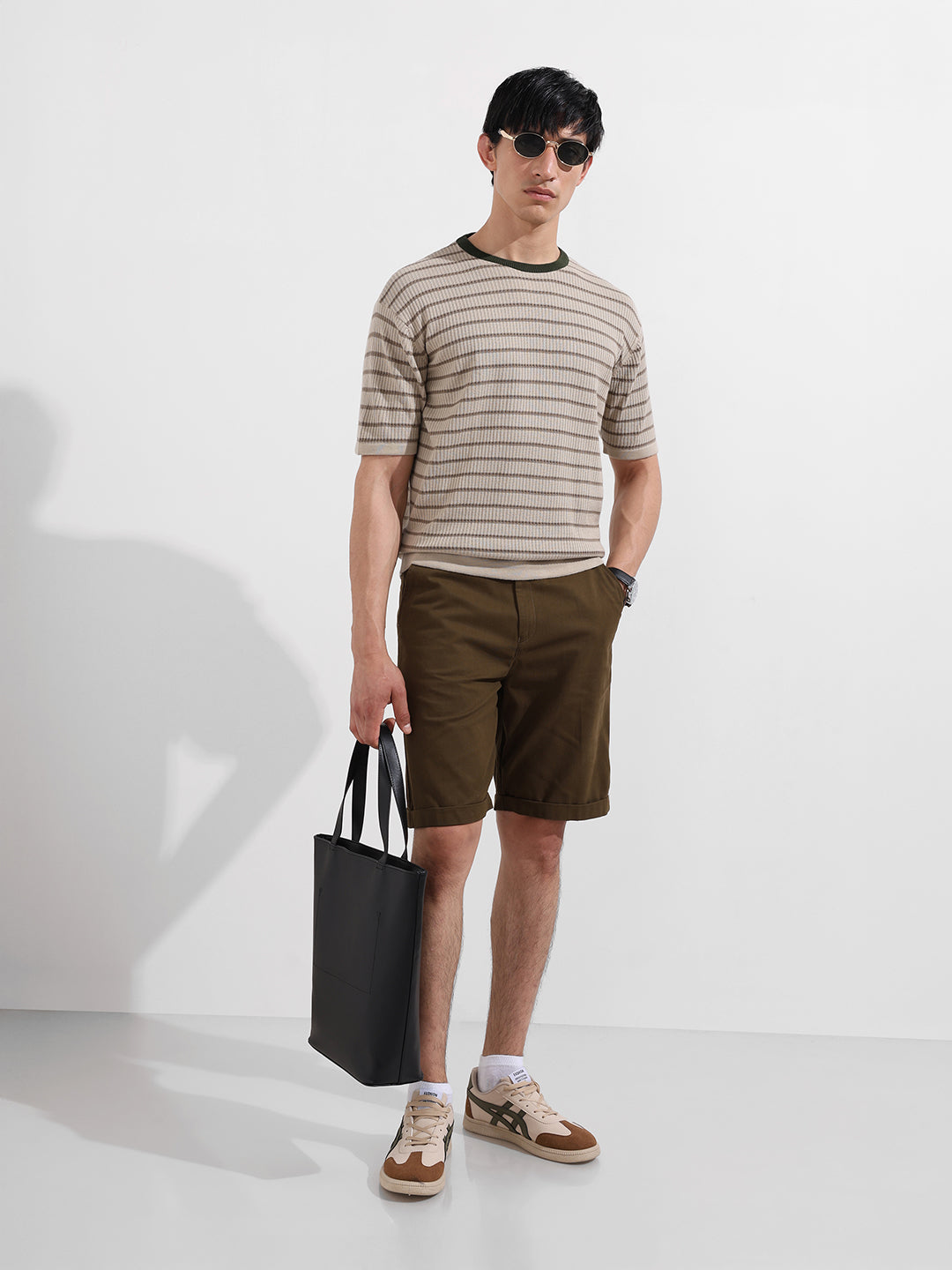 Men's Fawn Oversized Fit Textured Flat Knit T-Shirt