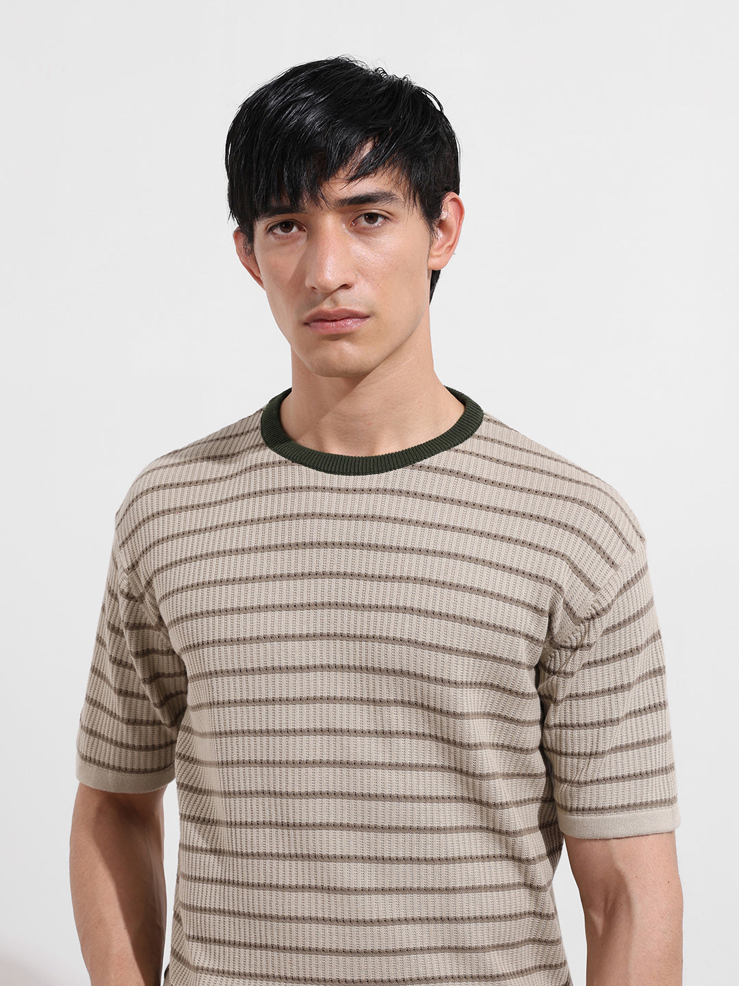 Men's Fawn Oversized Fit Textured Flat Knit T-Shirt