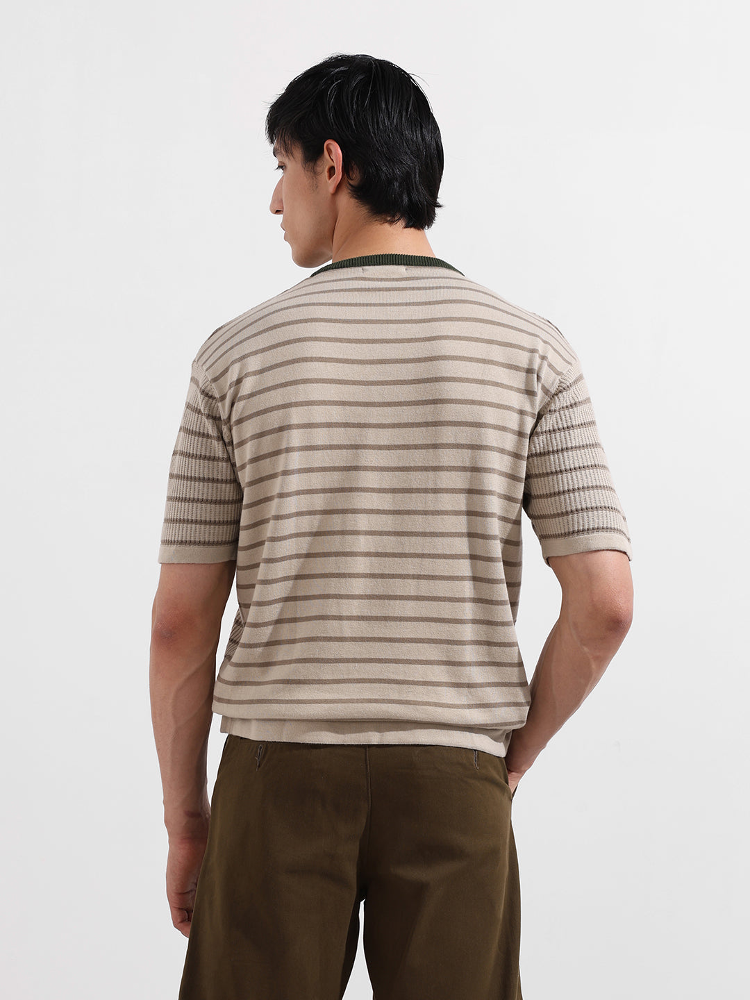 Men's Fawn Oversized Fit Textured Flat Knit T-Shirt