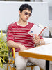 Men's Maroon Oversized Fit Textured Flat Knit T-Shirt