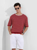 Men's Maroon Oversized Fit Textured Flat Knit T-Shirt