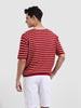 Men's Maroon Oversized Fit Textured Flat Knit T-Shirt