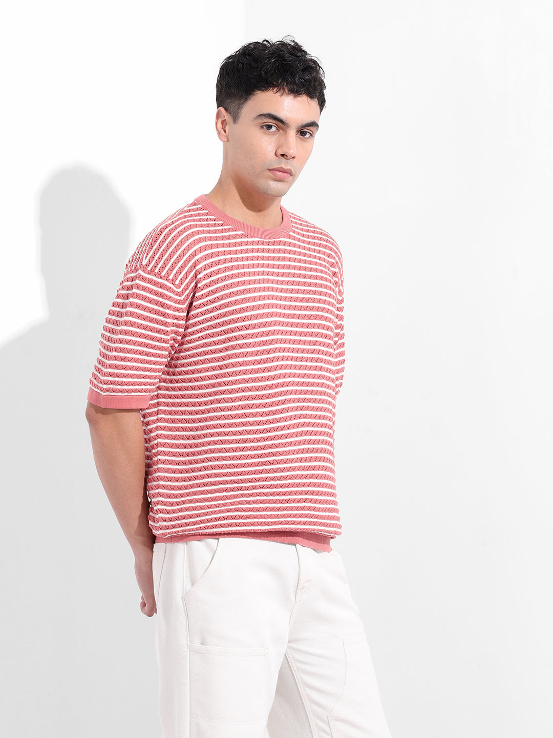 Men's Pink Oversized Polo Power T-Shirt