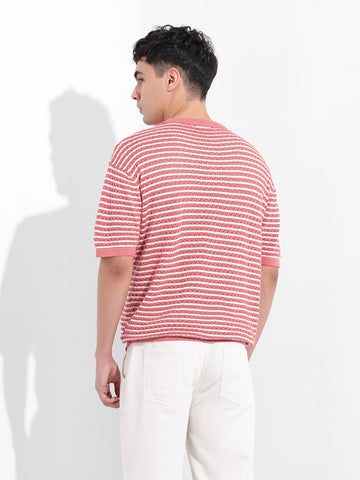 Men's Pink Oversized Polo Power T-Shirt