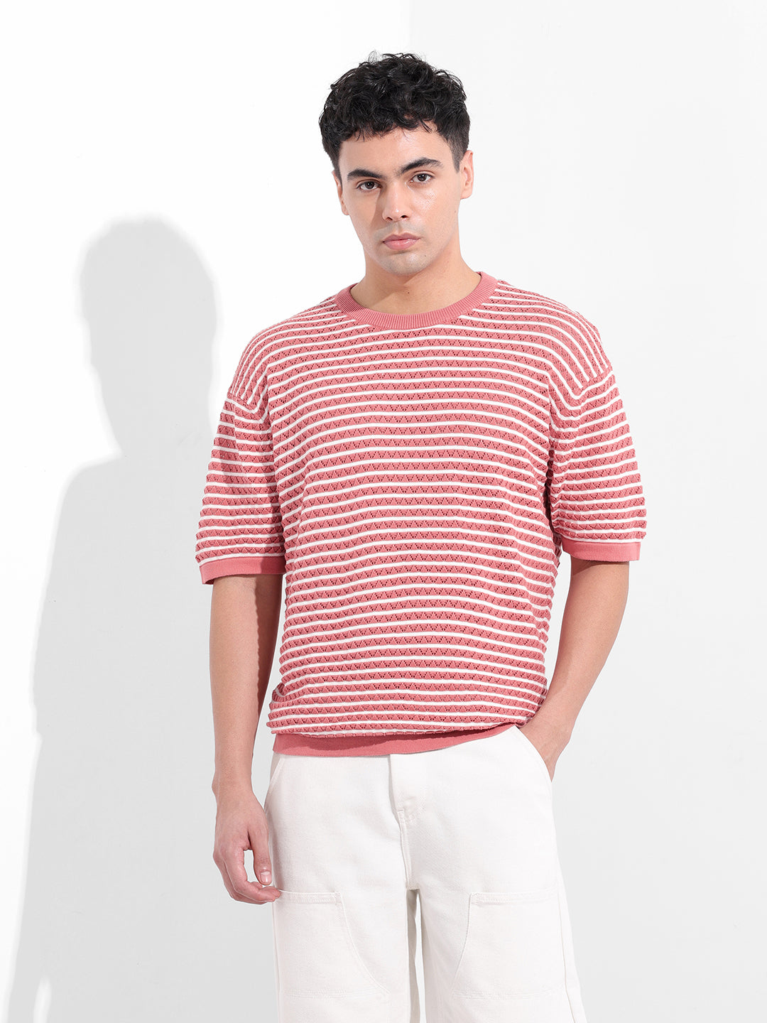Men's Pink Oversized Polo Power T-Shirt