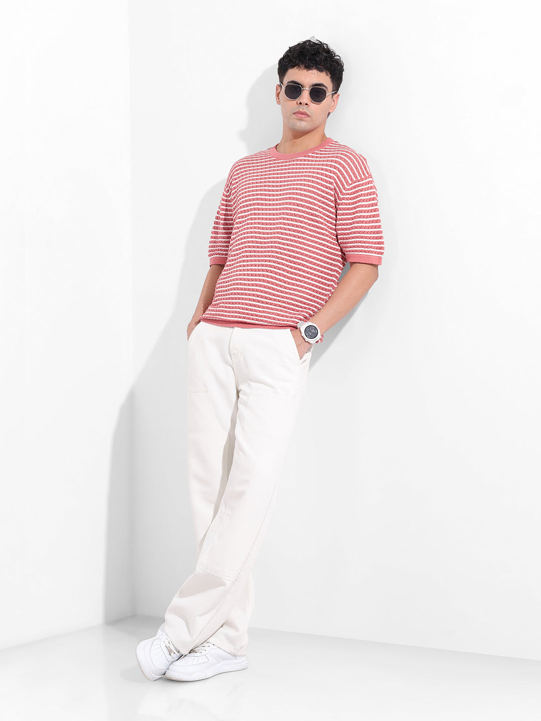 Men's Pink Oversized Polo Power T-Shirt