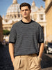 Men's Black Oversized Fit Textured Flat Knit T-Shirt