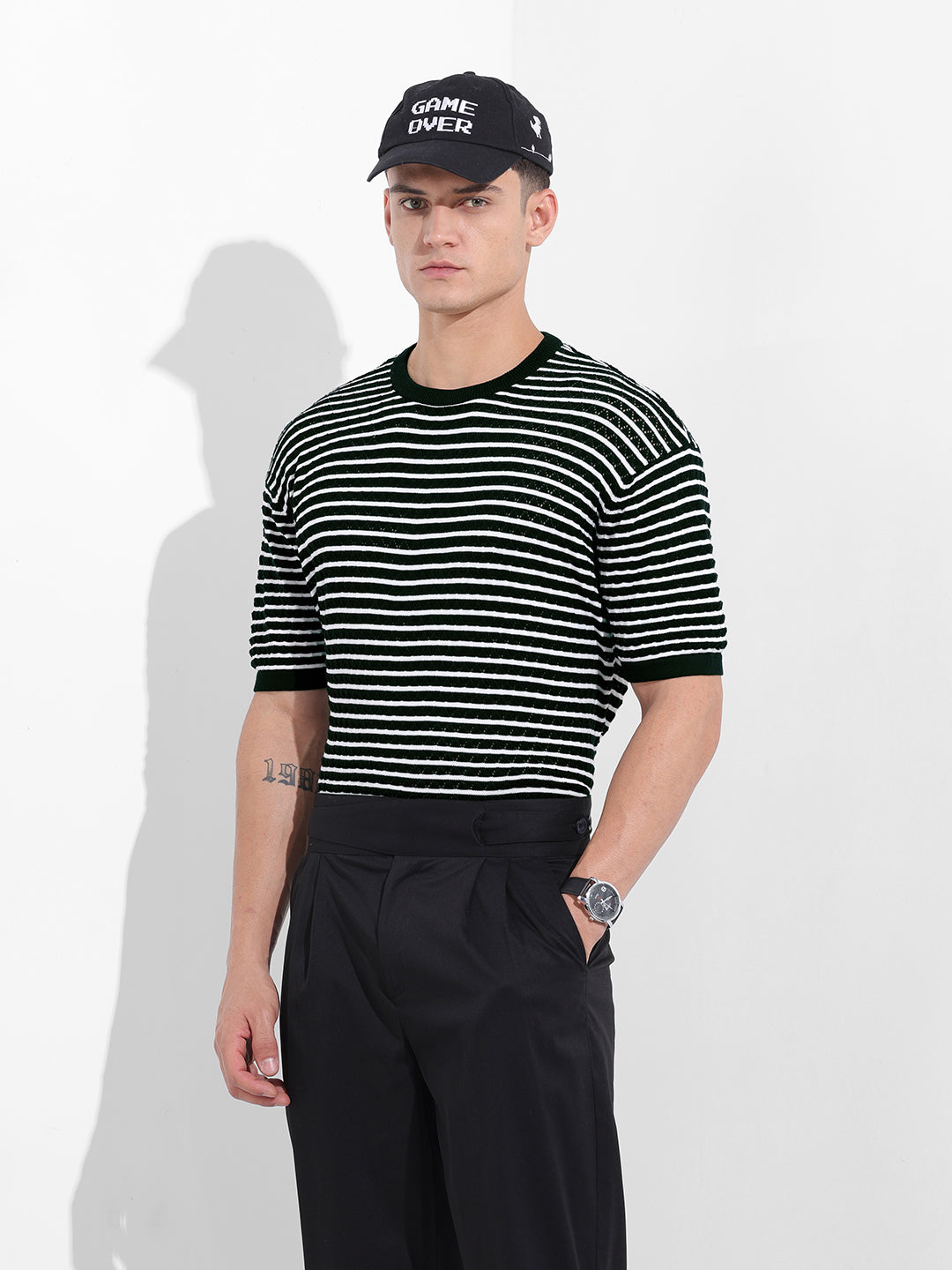 Men's Black Oversized Fit Polo Power T-Shirt