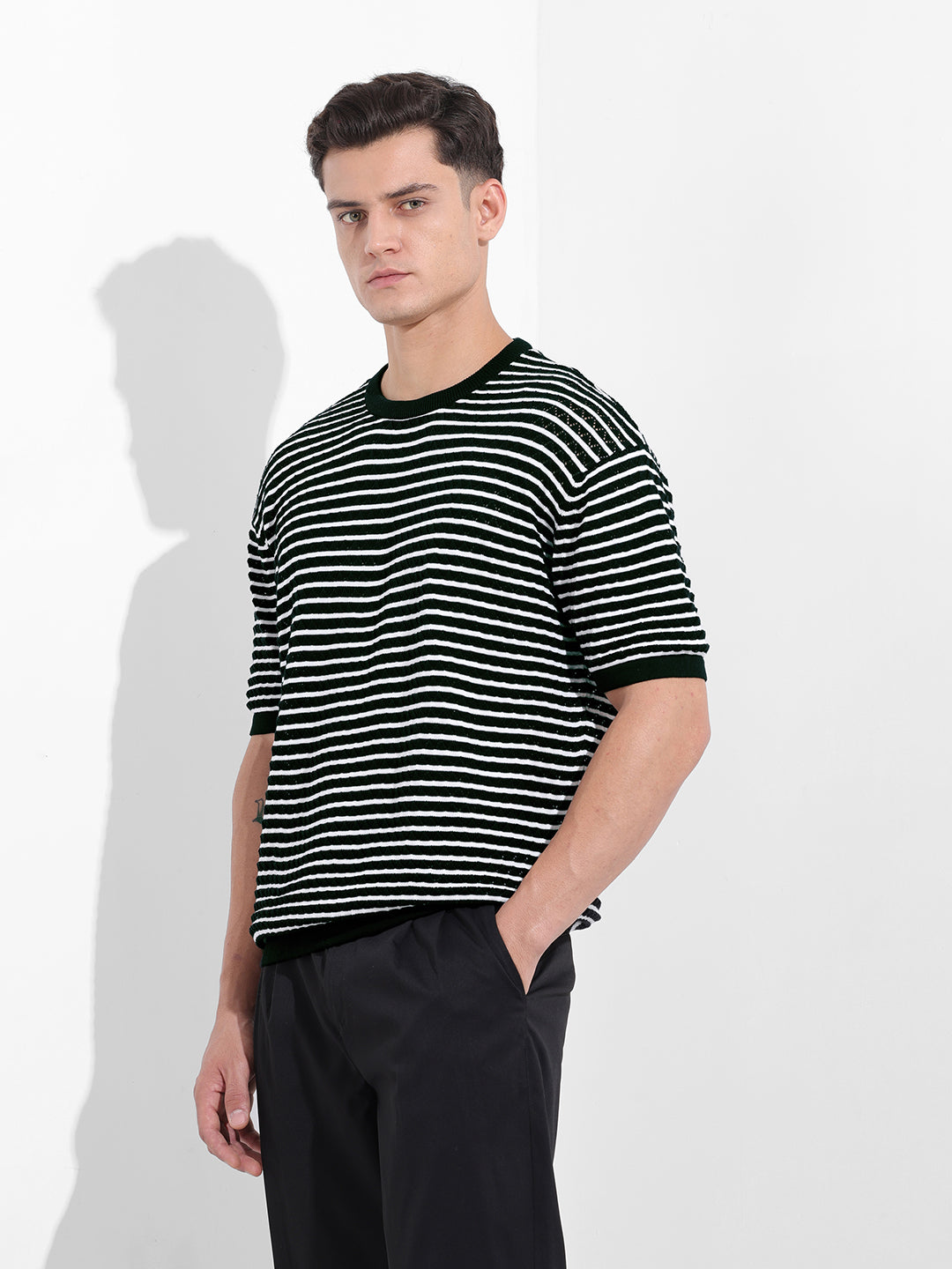 Men's Black Oversized Fit Polo Power T-Shirt
