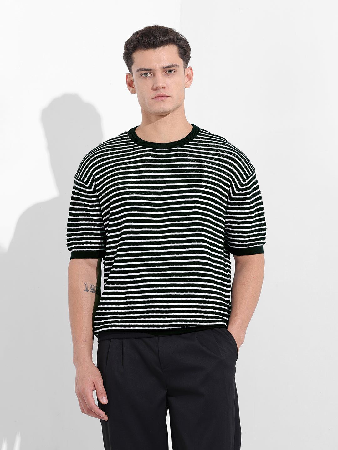 Men's Black Oversized Fit Polo Power T-Shirt