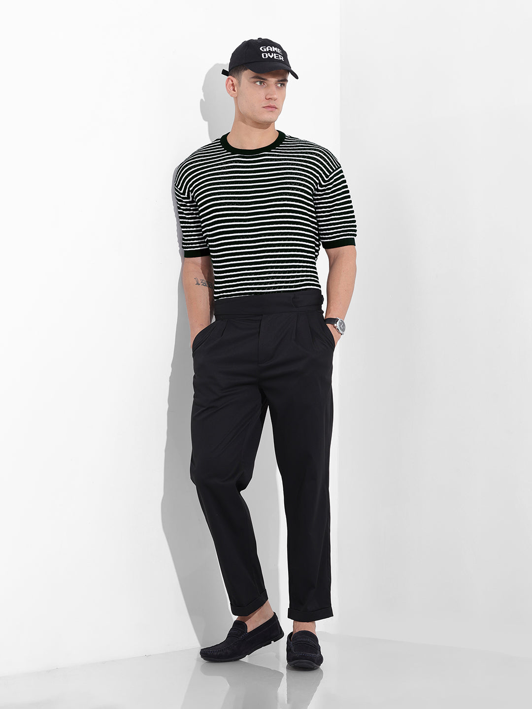 Men's Black Oversized Fit Polo Power T-Shirt