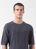 Men's Grey Oversized Fit Textured Flat Knit Crew Neck T-Shirt
