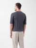 Men's Grey Oversized Fit Textured Flat Knit Crew Neck T-Shirt