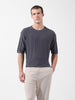 Men's Grey Oversized Fit Textured Flat Knit Crew Neck T-Shirt