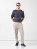 Men's Grey Oversized Fit Textured Flat Knit Crew Neck T-Shirt