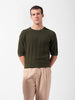 Men's Green Oversized Fit Textured Flat Knit Crew Neck T-Shirt