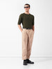 Men's Green Oversized Fit Textured Flat Knit Crew Neck T-Shirt