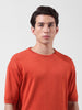 Men's Orange Oversized Fit Textured Flat Knit Crew Neck T-Shirt