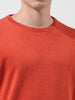 Men's Orange Oversized Fit Textured Flat Knit Crew Neck T-Shirt