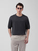 Men's Grey Oversized Fit Textured Flat Knit Crew Neck T-Shirt