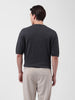 Men's Grey Oversized Fit Textured Flat Knit Crew Neck T-Shirt