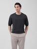 Men's Grey Oversized Fit Textured Flat Knit Crew Neck T-Shirt