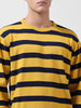 Men's Yellow Oversized Fit Textured Flat Knit Crew Neck T-Shirt