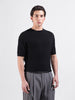 Men's Black Slim Fit Textured Flat Knit Polo Collar T-Shirt