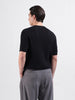 Men's Black Slim Fit Textured Flat Knit Polo Collar T-Shirt