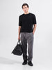 Men's Black Slim Fit Textured Flat Knit Polo Collar T-Shirt