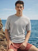 Men's Grey Slim Fit Textured Flat Knit Crew Neck T-Shirt