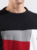 Men's Black Slim Fit Textured Flat Knit Crew Neck T-Shirt