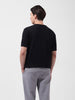Men's Black Slim Fit Textured Flat Knit Polo Collar T-Shirt