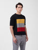 Men's Black Slim Fit Textured Flat Knit Polo Collar T-Shirt