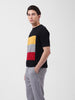 Men's Black Slim Fit Textured Flat Knit Polo Collar T-Shirt