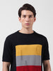 Men's Black Slim Fit Textured Flat Knit Polo Collar T-Shirt