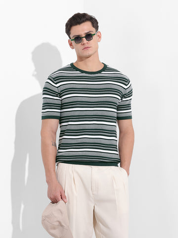 Men's Green Slim Fit Old Money T-Shirt