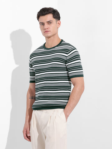 Men's Green Slim Fit Old Money T-Shirt