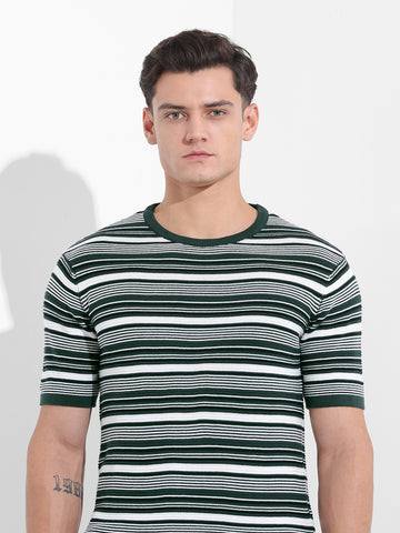 Men's Green Slim Fit Old Money T-Shirt
