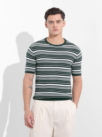 Men's Green Slim Fit Old Money T-Shirt