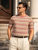 Men's Rust Slim Fit Textured Flat Knit T-Shirt