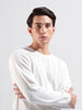 Men's White Slim Fit Textured Flat Knit Crew Neck T-Shirt