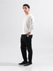 Men's White Slim Fit Textured Flat Knit Crew Neck T-Shirt