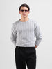 Men's Grey Slim Fit Textured Flat Knit Crew Neck T-Shirt