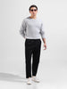 Men's Grey Slim Fit Textured Flat Knit Crew Neck T-Shirt